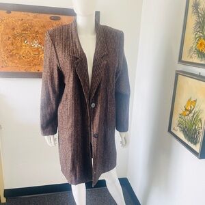 1980’s Wool Brown Striped Women's OverCoat